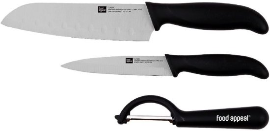 סט 3 חלקים 2 סכינים 13+18 ס''מ + קולפן Classic מבית Food Appeal