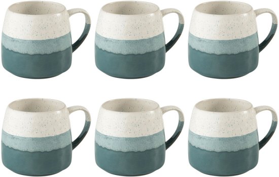 סט 6 כוסות מאג Stonware Belly מבית Millennium - בנפח 420 מ''ל - צבע טורקיז