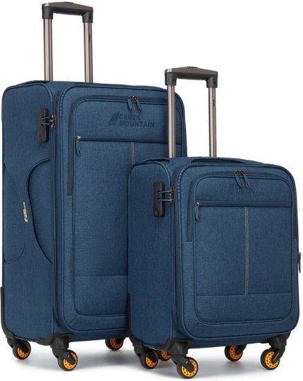 סט מזוודות בד בגודל 19+26 אינץ' דגם Primo מבית Camel Mountain - צבע כחול כהה