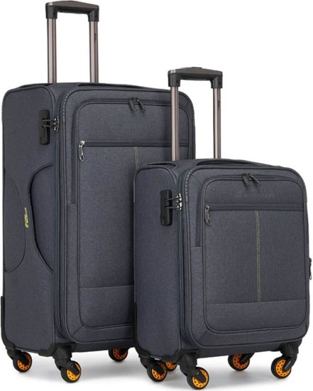 סט מזוודות בד בגודל 19+30 אינץ' דגם Primo מבית Camel Mountain - צבע אפור כהה