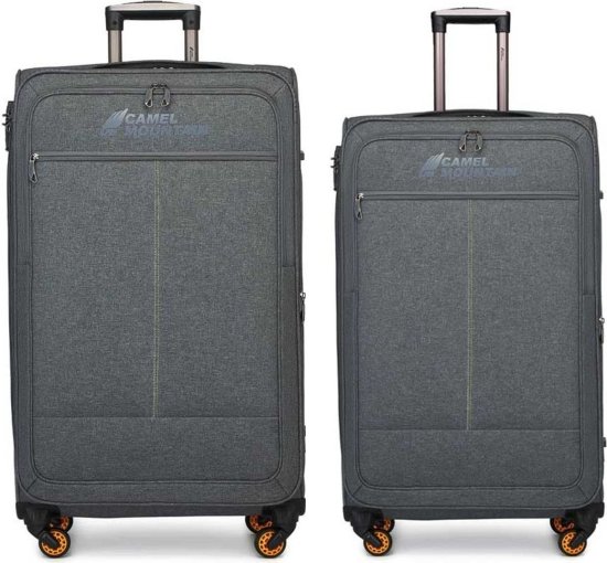 סט מזוודות בד בגודל 26+30 אינץ' דגם Primo מבית Camel Mountain - צבע אפור בהיר