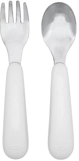 סט מזלג וכפית נירוסטה מבית OXO TOT - צבע אפור