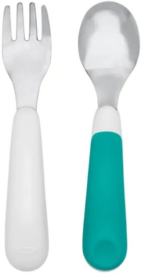 סט מזלג וכפית נירוסטה מבית OXO TOT - צבע טורקיז