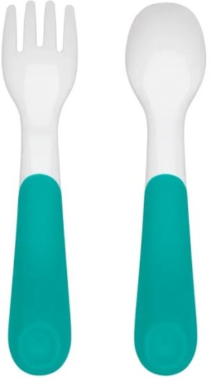 סט מזלג וכפית פלסטיק מבית OXO TOT - צבע טורקיז