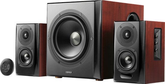 שלישיית רמקולי מדף Bluetooth עם שלט Edifier S350DB - צבע חום - שנה אחריות היבואן הרשמי